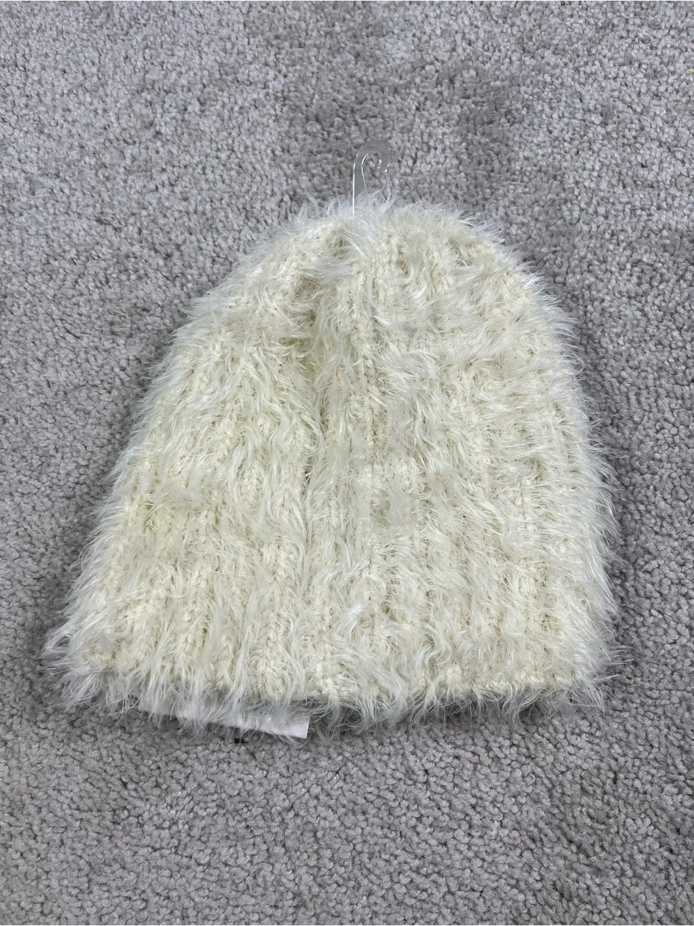 NWT Lemon Womens Fuzzy Beanie Hat Chalk Shaggy Warm Cozy